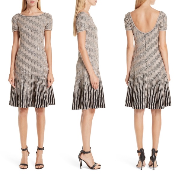 St. John Dresses & Skirts - ST. JOHN Inlaid Sequin Trellis Fit & Flare Dress